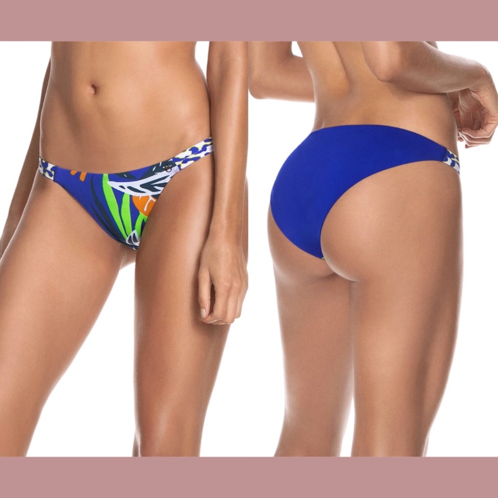 NEW Maaji [ Large ] Love Stories Split Strap Side Bikini‎ Bottom Blue